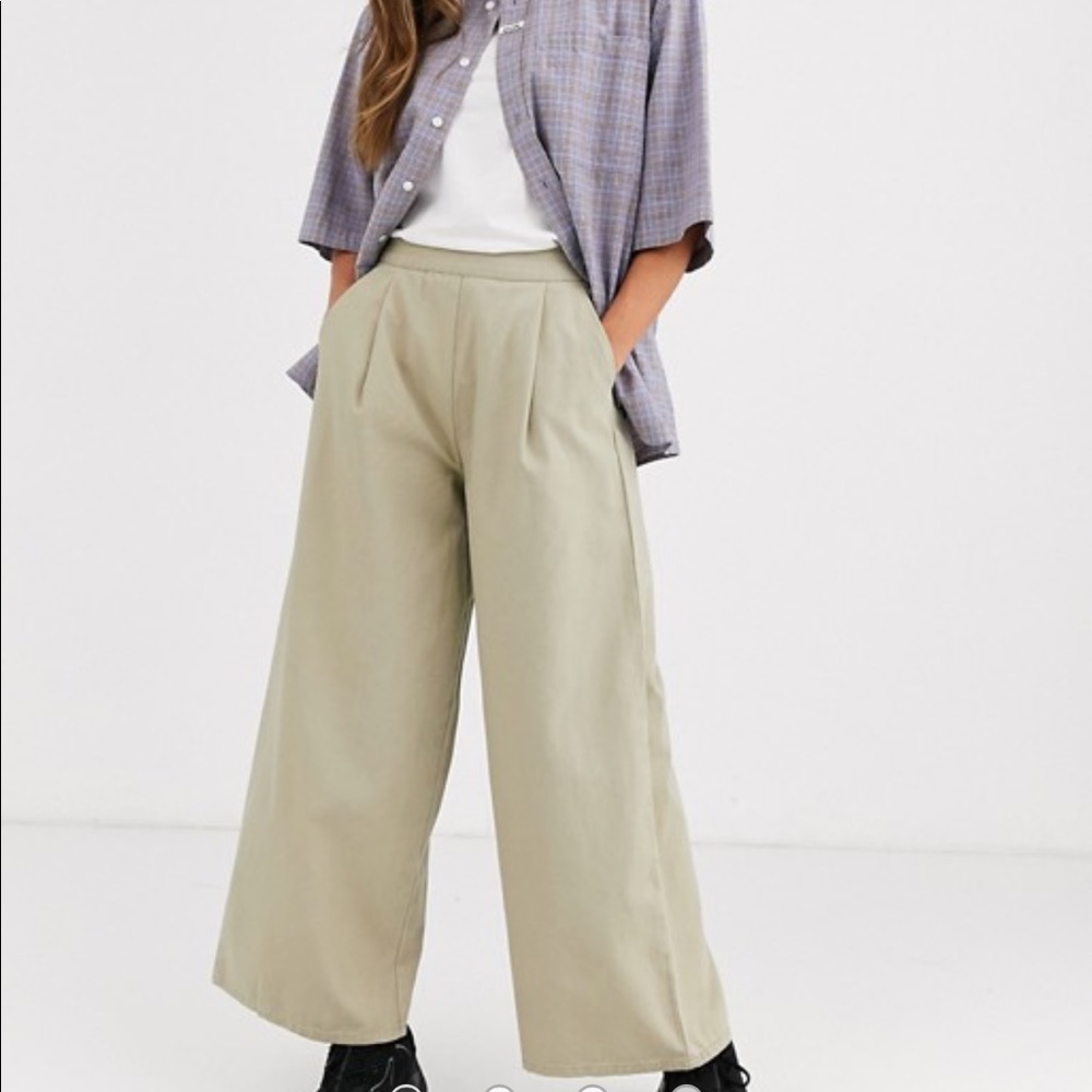 ASOS easy wide leg canvas trouser w/ elastic back